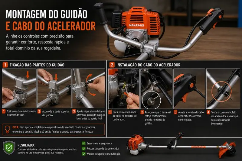 Montagem do Guidão e Cabo do Acelerador
